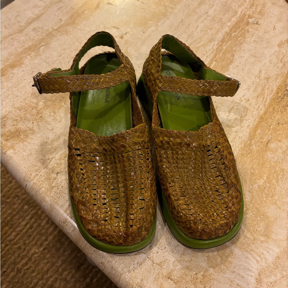 Pons Quintana Woven Leather Sling Back Sandal EU 38